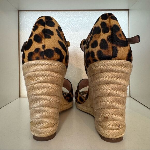 J.Crew Leopard Print Espadrille Wedge Sandals Size 12 Animal Print Chic Resort - Picture 3 of 14
